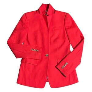 J.Crew Sz 00 Blazer Womens  Orange Coral Regent Wool Blend Button Up Jacket